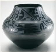 166. Black on black ceramic vessel