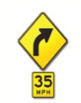 2. Know the highest safe speed for the curve ahead is 35 miles per hour.