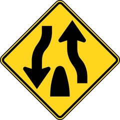 81. This sign means
 
A. One-way traffic ahead.

B. Divided highway ends.

C. Four-lane highway ahead.

D. Divided highway ahead