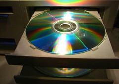 A technology used by optical discs that uses a red laser beam and can hold up to 17 GB of data.