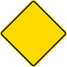 A yellow and black diamond - shaped sign ...