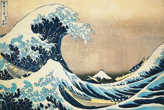 By breaking from Japanese artistic traditions with his use of perspective and a low horizon line, Hokusai was responding to