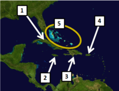 Cuba is located at number _____ on the map above.