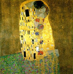 Gustav Klimt's work The Kiss features: