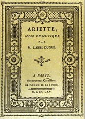 Identify the designer, title or type of work, and date of each image where available: Title page for Ariette