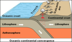 Identify the plate boundary in the image.

 Seafloor spreading
 Divergent
 Transform
 Convergent