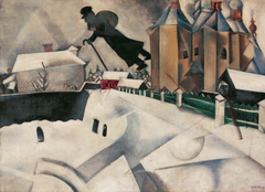 In his paintings, Marc Chagall sometimes used the ____ device of fracturing space to represent instability