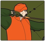 In which of the following images does the archer, using proper technique, have this bow string pulled back to his anchor point?