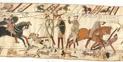 Look at the tapestry. What historical event is depicted in this tapestry?