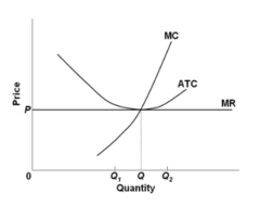 Refer to the diagram. At output level Q1:
