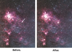 The arrow in the photo on the left points to the star that we see as a supernova in the photo on the right. What can we conclude about this star?