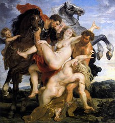 The painting Abduction of the Daughters of Leucippus by Peter Paul Rubens is an example of ____ as subject matter