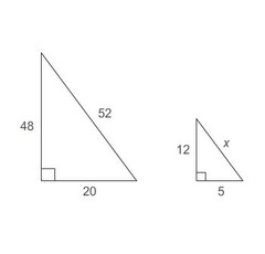 The triangles are similar.
What is the value of x?
Enter your answer in the box.