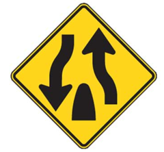 Which does the sign to show the end of a divided highway look like ?