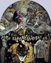 Which of the following best describes the style El Greco adopted for the painting below, titled 'The Burial of the Count Orgaz'?