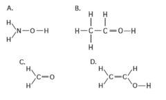 Which of the structures illustrated above is an impossible covalently bonded molecule?