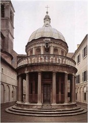 Who commissioned Bramante to build the structure below?